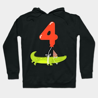 Kids 4th Birthday Shirt  4 Year Old Alligator Crocodile Hoodie